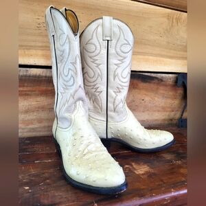 Vintage Ivory color Ben Miller Boots in Leather & Ostrich size 8